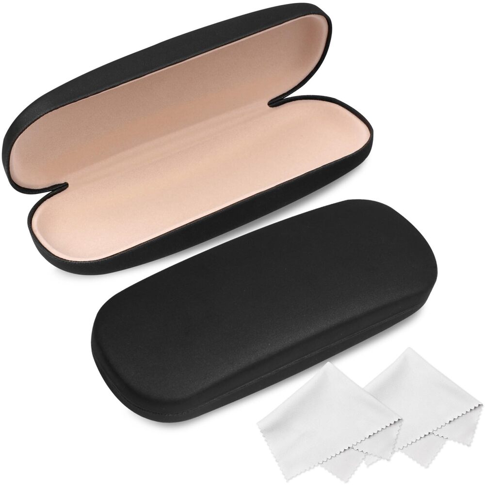 7740 Glasses Case, 2 Pack Eyeglass Case with Cleaning Cloth, Glasses Case